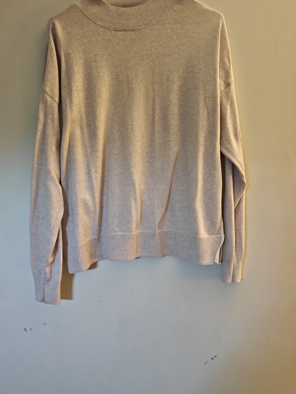 Old Navy Neutral Beige Ribbed Crewneck Sweater